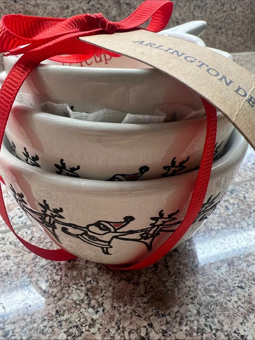 NWT Arlington Designs Santa & Reindeer Design Nesting Bowls